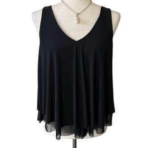 Express V Neck Sleeveless Blouse with mesh trim